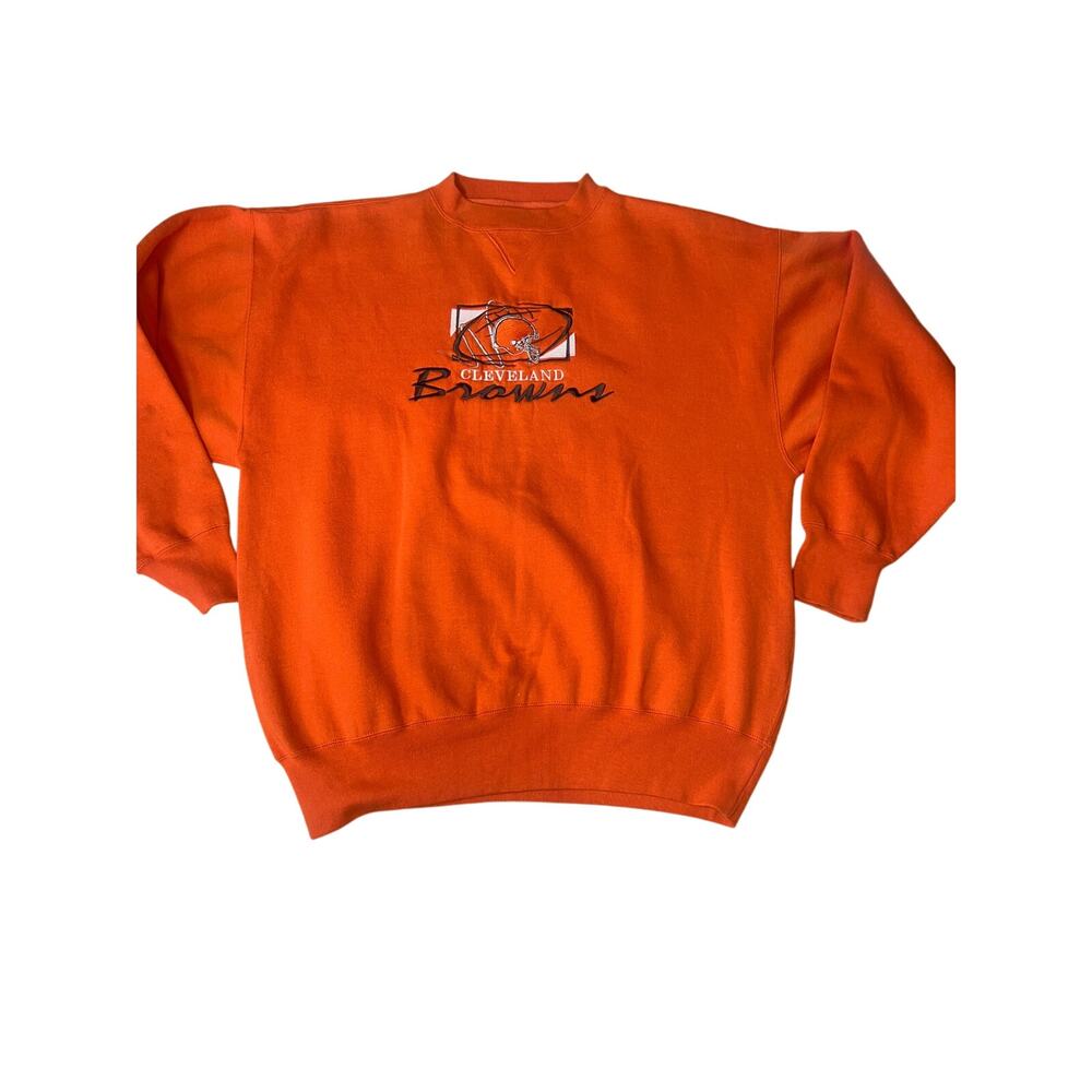 Vintage Cleveland Browns Football embroidered orange crewneck sweatshirt men XL